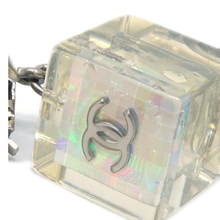 Chanel Dangle Cube Earrings Clip-On Silver 97P