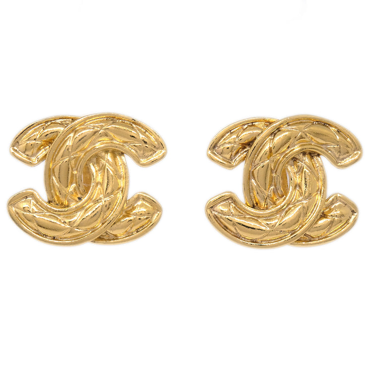 Chanel CC Quilted Earrings Clip-On Gold 2459