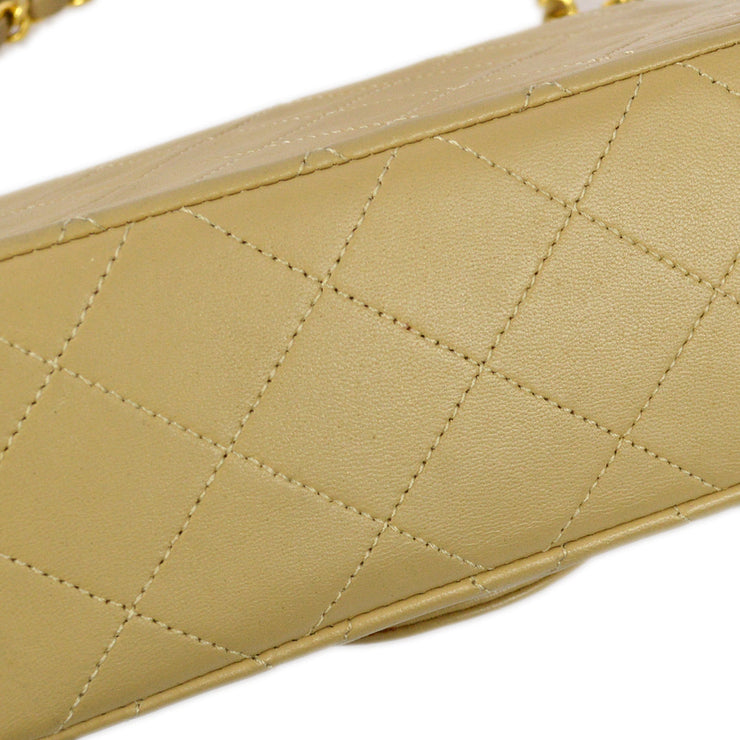 Chanel 1989-1991 Beige Lambskin Small Classic Double Flap Shoulder Bag