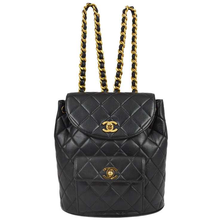 Chanel Black Lambskin Duma Backpack Large