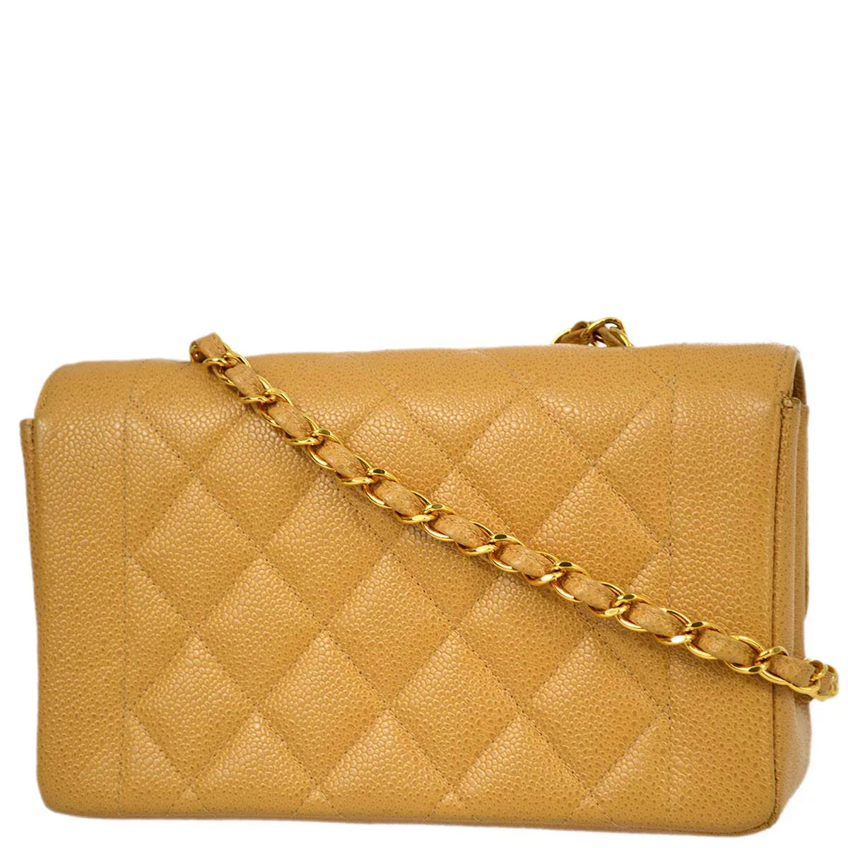 Chanel 1994-1996 Beige Caviar Small Diana Shoulder Bag