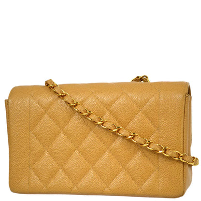 Chanel 1994-1996 Beige Caviar Small Diana Shoulder Bag