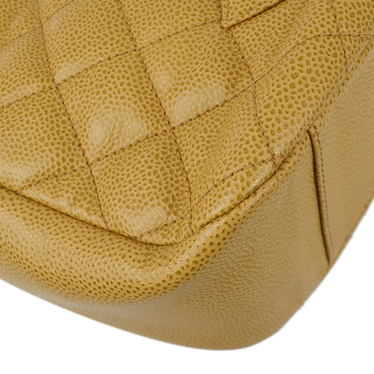 Chanel 2003-2004 Beige Caviar Skin Hobo Handbag