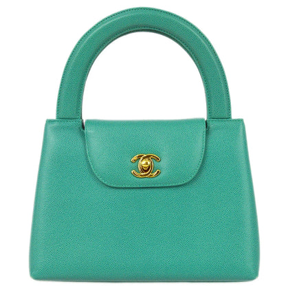 Chanel 1997-1999 Green Caviar Small Shopping Handbag