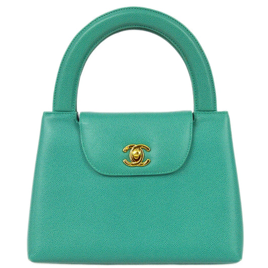 Chanel 1997-1999 Green Caviar Small Shopping Handbag