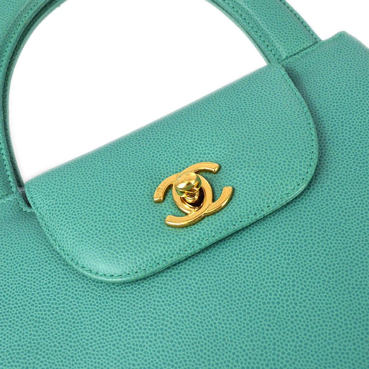 Chanel 1997-1999 Green Caviar Small Shopping Handbag