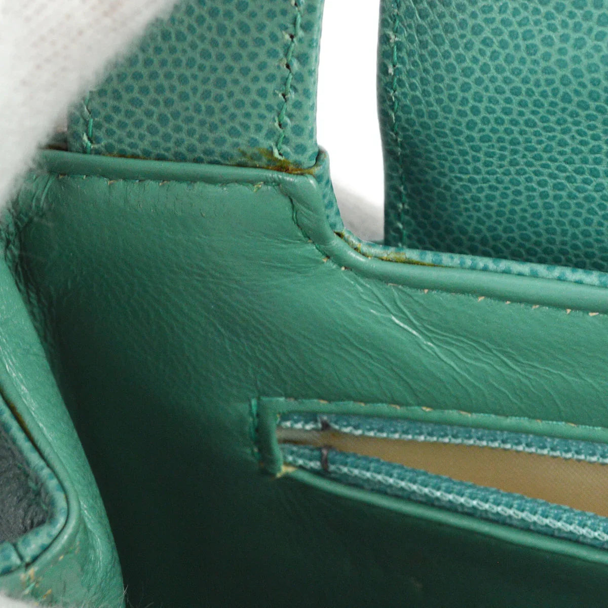 Chanel 1997-1999 Green Caviar Small Shopping Handbag