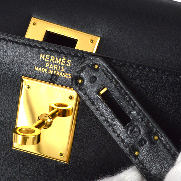 Hermes 1971 Black Box Calf Kelly 32 Sellier