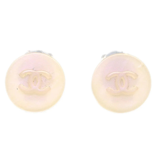 Chanel Button Earrings Clip-On White 00C