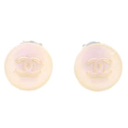 Chanel Button Earrings Clip-On White 00C