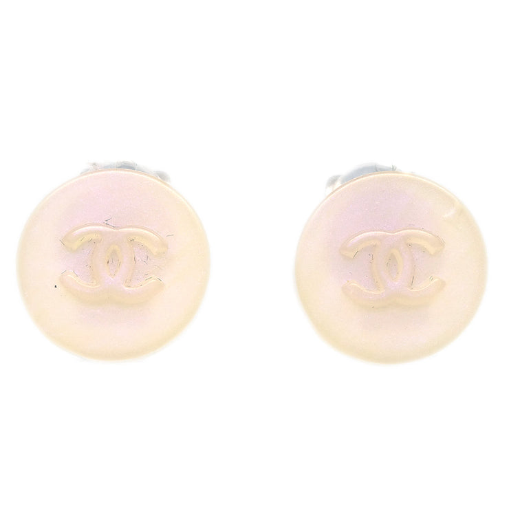 Chanel Button Earrings Clip-On White 00C