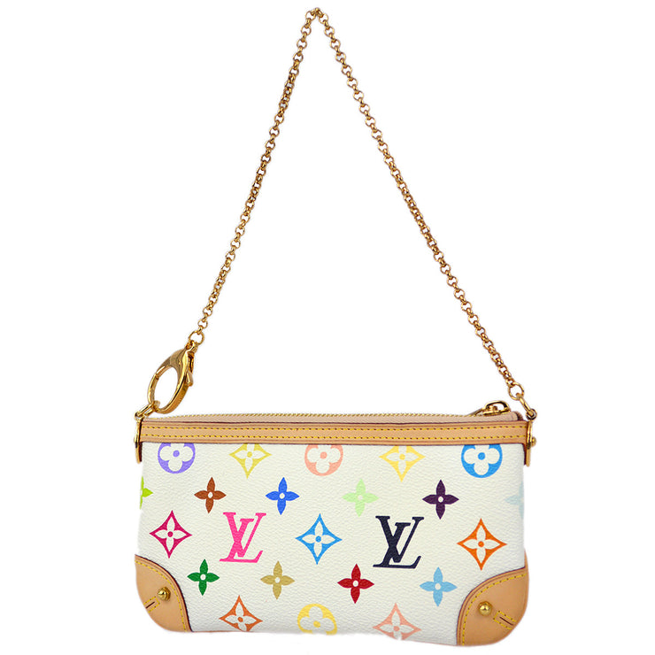 Louis Vuitton White Multicolor Pochette Milla MM Chain Handbag M60096