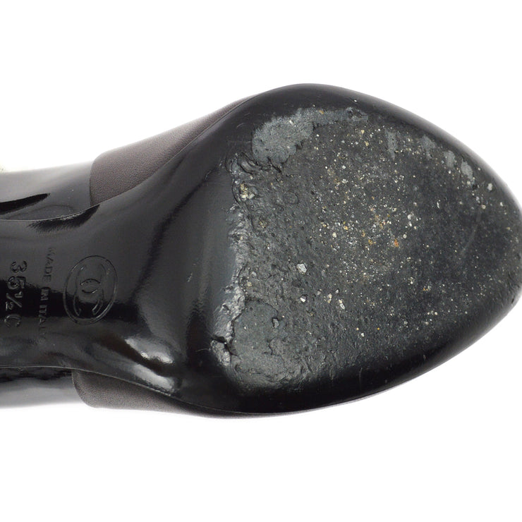 Chanel * Black Ankle Strap Pumps Shoes #35 1/2 C