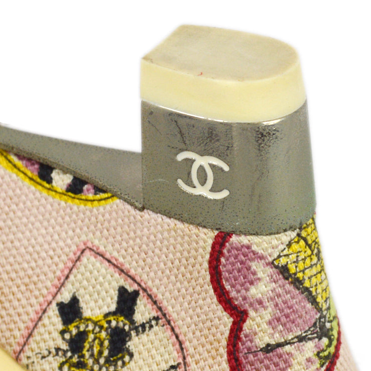 Chanel * Pink Valentine Sandals Mules Shoes #35
