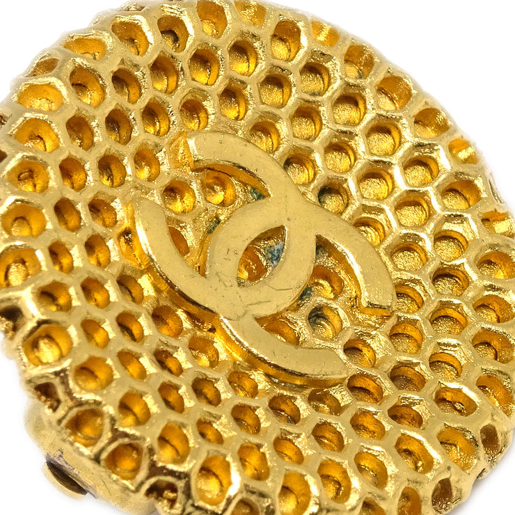 Chanel Button Earrings Clip-On Gold 96P