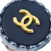 Chanel Button Earrings Clip-On Black 96P