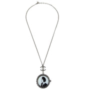 Chanel Mademoiselle Chain Pendant Necklace Silver 03P
