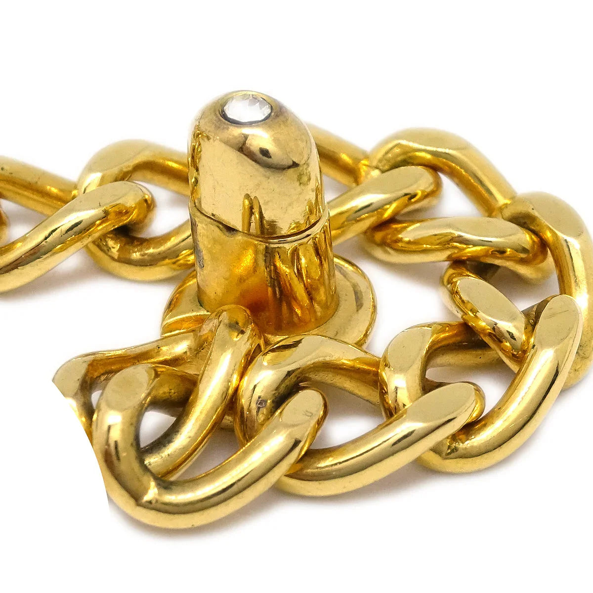 Chanel Turnlock Rhinestone Gold Chain Bracelet 96A