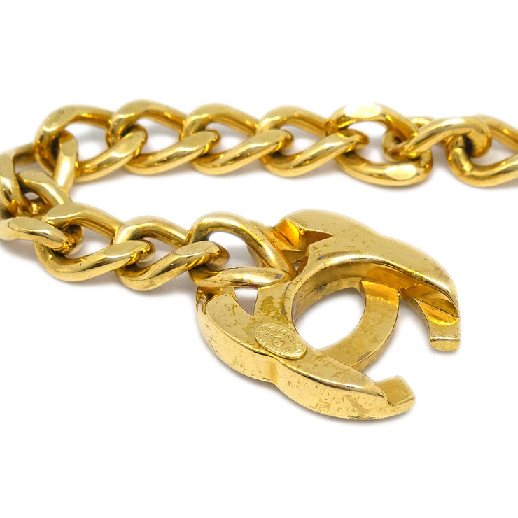 Chanel Turnlock Rhinestone Gold Chain Bracelet 96A