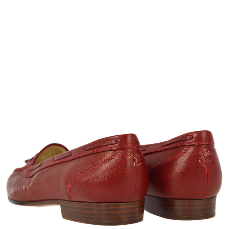 Chanel * Red Flat Shoes #37 1/2