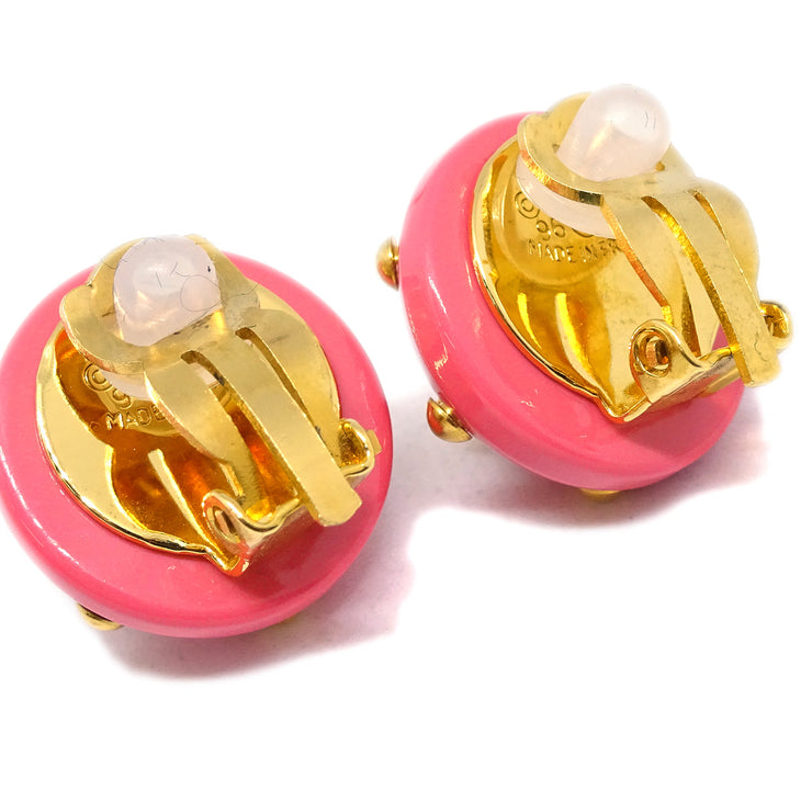 Chanel Button Earrings Clip-On Pink 96C