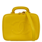 Chanel 1997-1999 Yellow Caviar Skin 2way Vanity Handbag