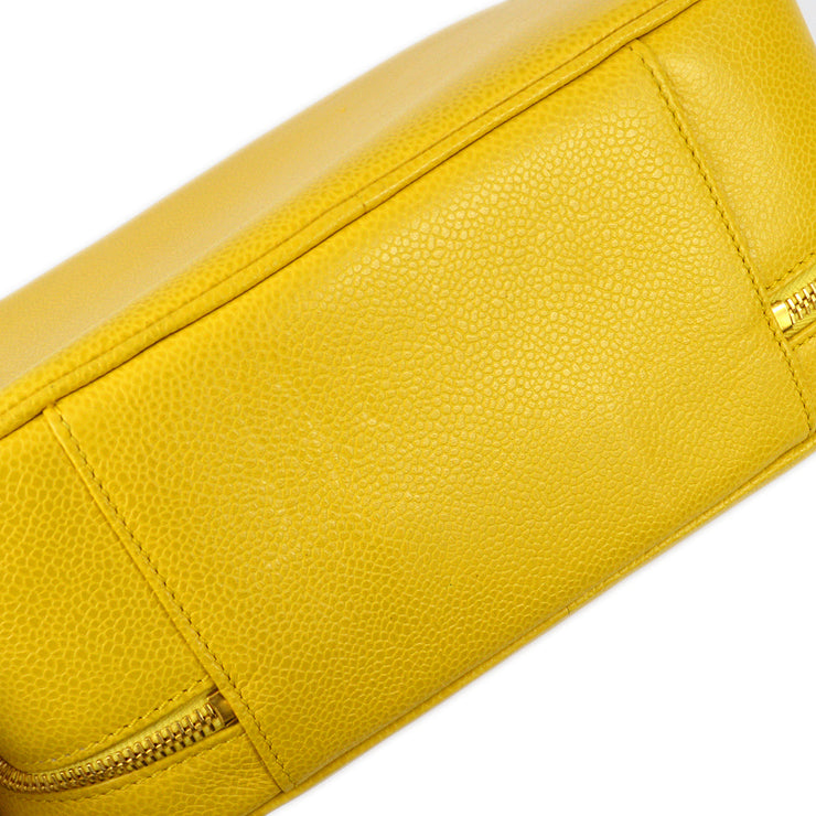 Chanel 1997-1999 Yellow Caviar Skin 2way Vanity Handbag