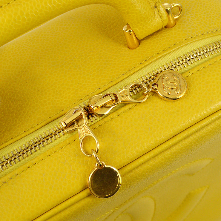 Chanel 1997-1999 Yellow Caviar Skin 2way Vanity Handbag