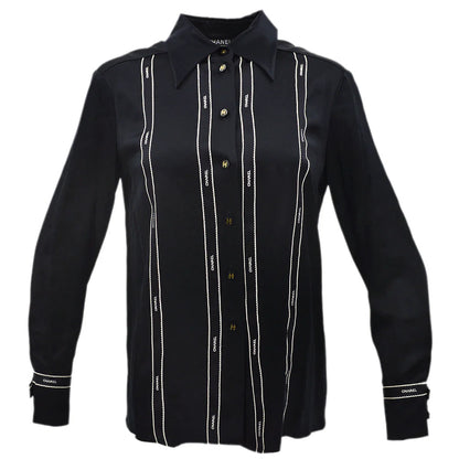 Chanel Blouse Shirt Black 94A #40