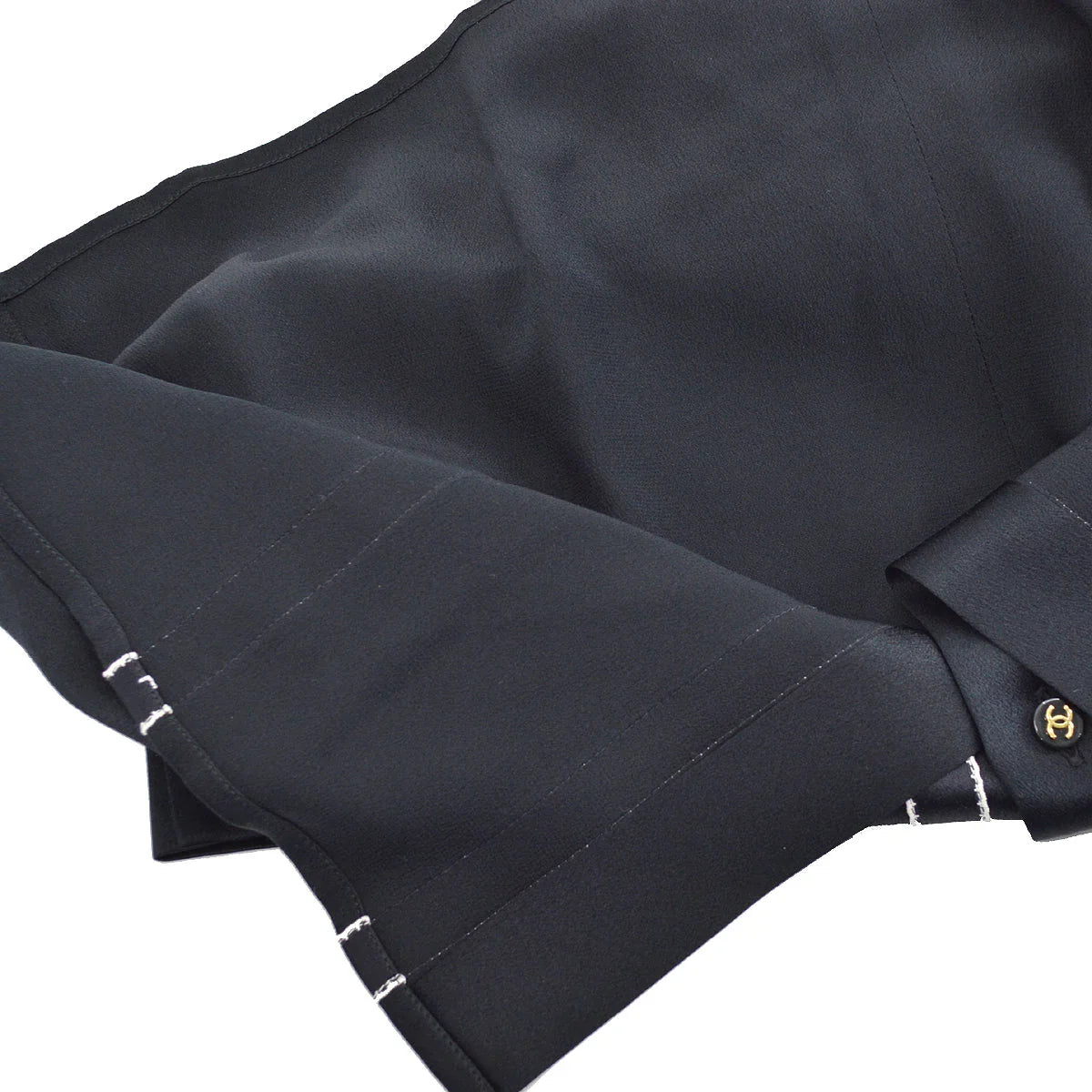 Chanel Blouse Shirt Black 94A #40
