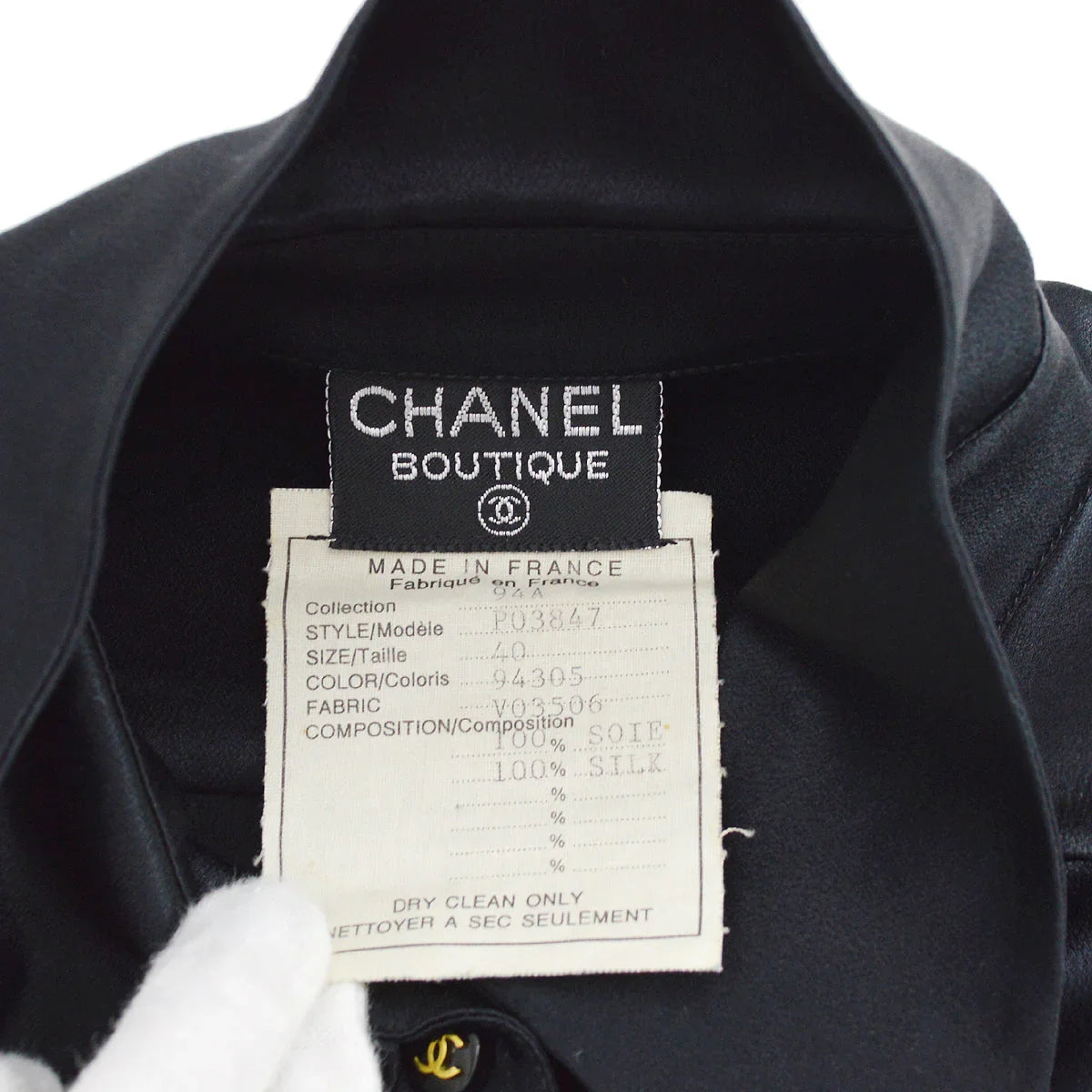 Chanel Blouse Shirt Black 94A #40