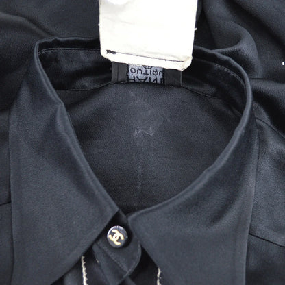 Chanel Ribbon Blouse Shirt Black 94A #36
