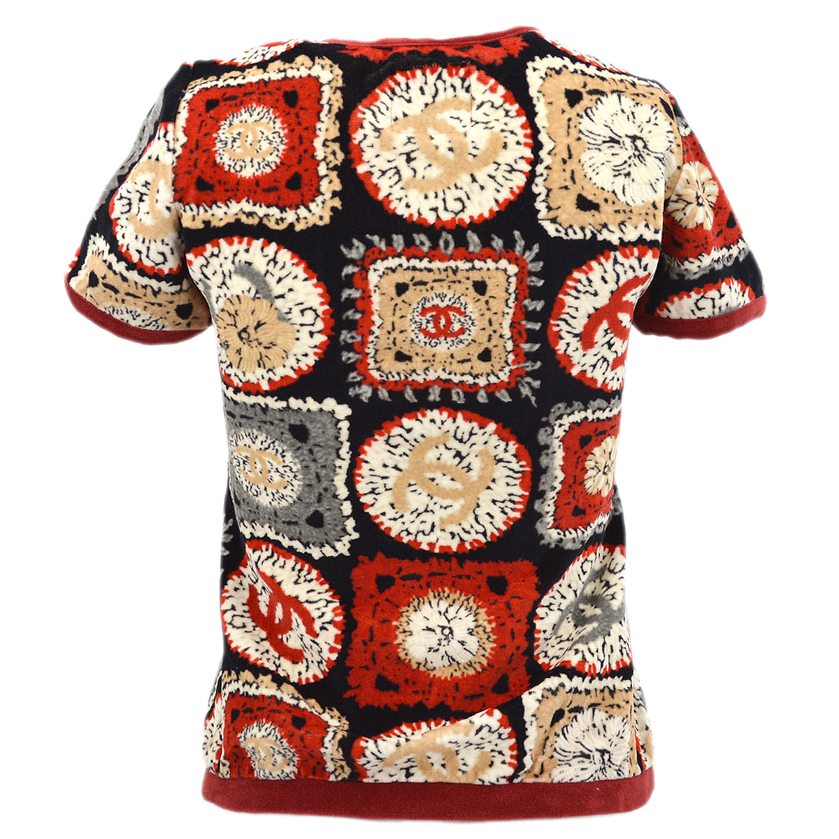 Chanel Short Sleeve Tops Red Black 09P