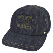 Chanel Indigo Denim Cap Hat Small Good #M