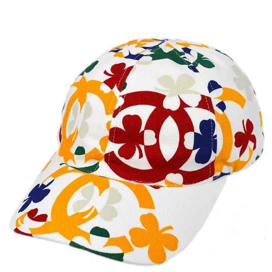 Chanel White Cap Hat Clover Small Good #M