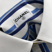 Chanel Shirt Blouse White Blue