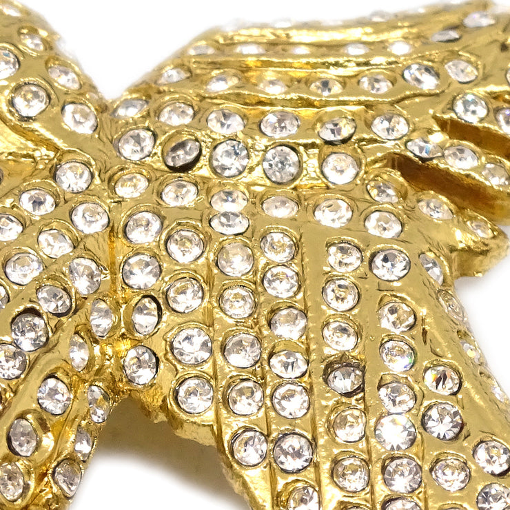 Chanel Eagle Rhinestone Brooch Pin Gold 01P