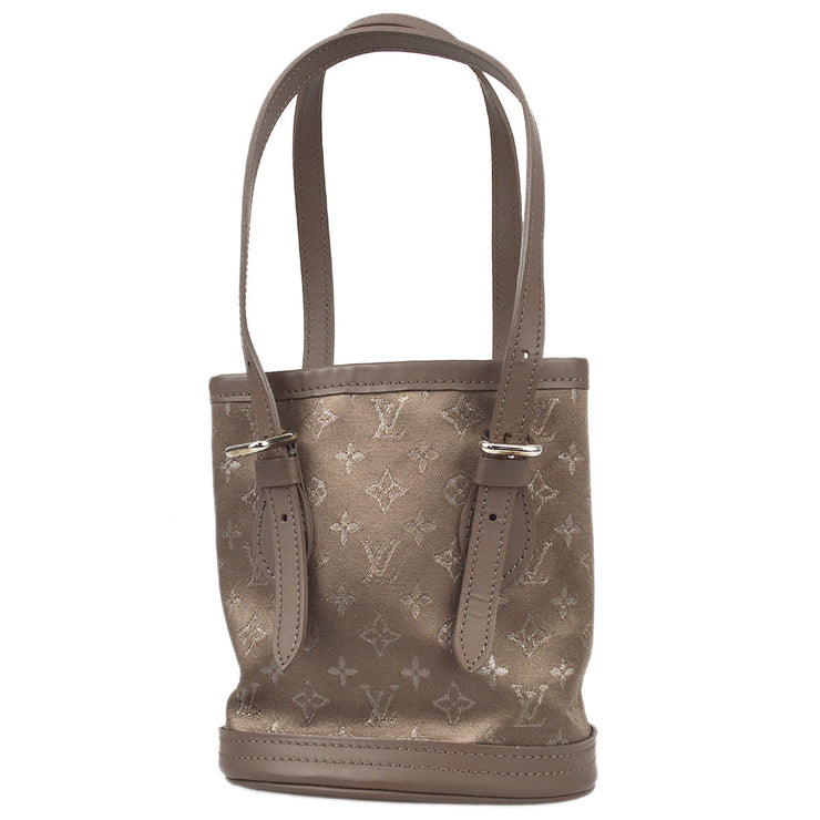 Louis Vuitton 2001 Beige Monogram Satin Little Bucket Handbag M92145