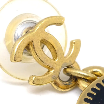 Chanel Star Dangle Piercing Earrings Black 01P