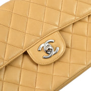 Chanel Beige Lambskin Double Sided Classic Flap Shoulder Bag