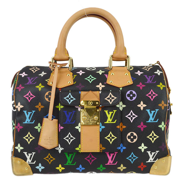 Louis Vuitton 2003 Black Monogram Multicolor Speedy 30 Handbag M92642