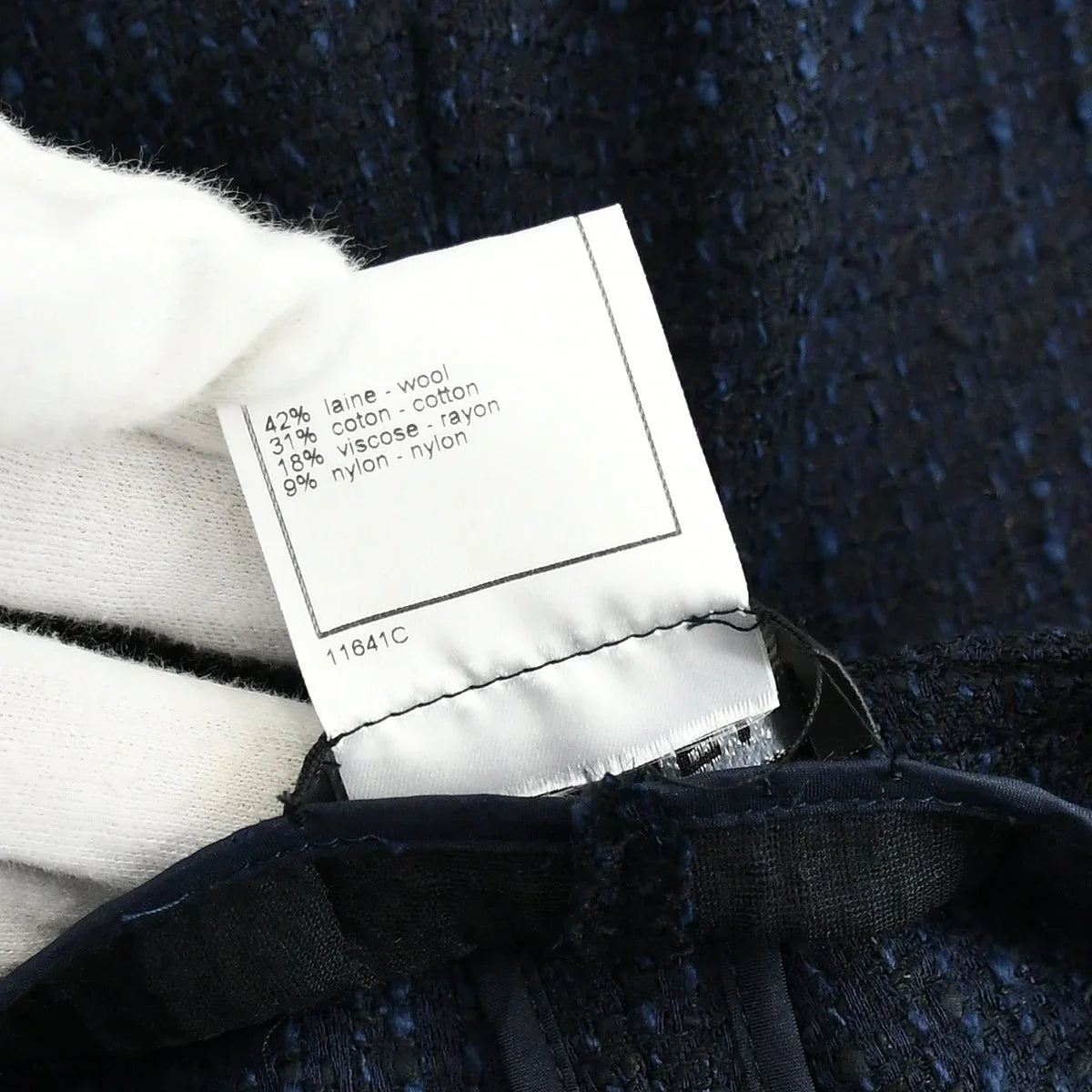 Chanel Boucle Pants Black Navy 01P #48