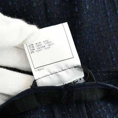 Chanel Boucle Pants Black Navy 01P #48