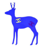 Chanel Deer Brooch Pin Corsage Blue 01A