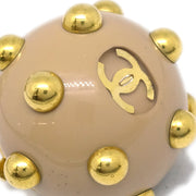 Chanel Studs Button Earrings Beige Clip-On 00A