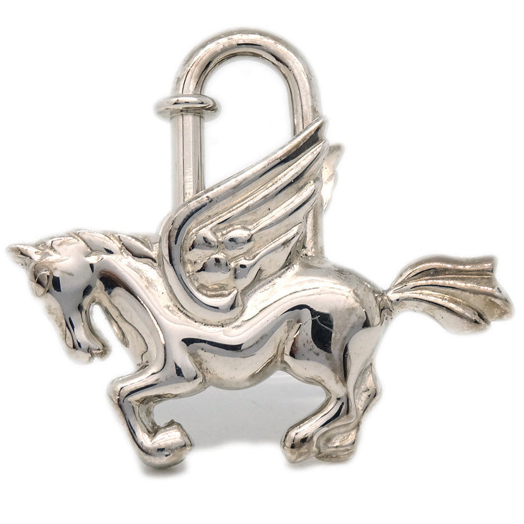 Hermes Le Cheval Pegasus 1993 Cadena Lock Bag Charm Silver Small Good