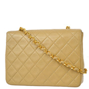 Chanel 1989-1991 Beige Lambskin Classic Square Flap Bag 20