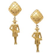 Chanel Mademoiselle Dangle Earrings Clip-On Gold