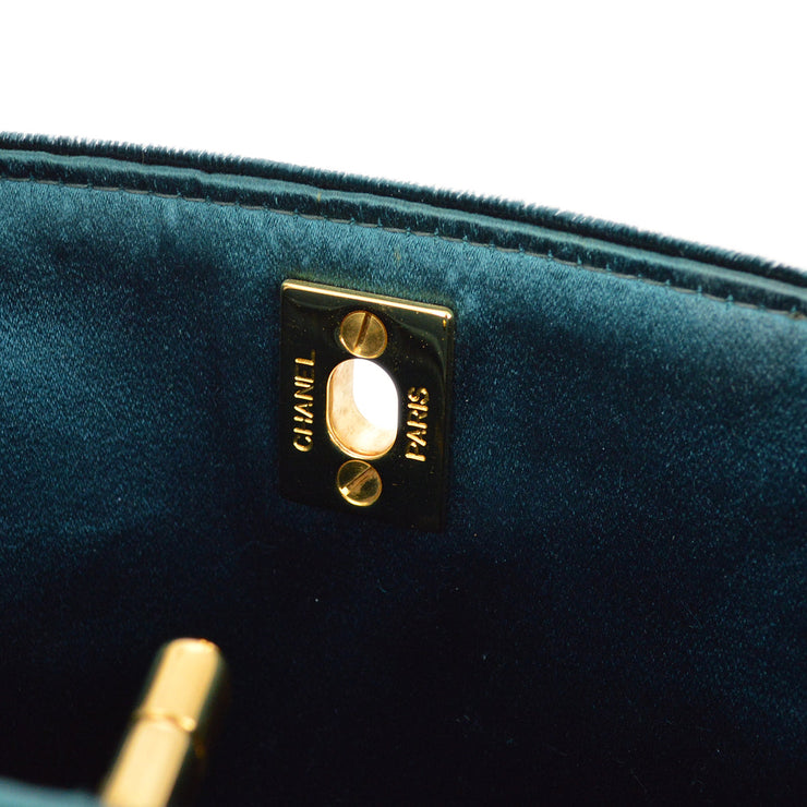 Chanel * Moss Green Velvet Double Sided Turnlock Handbag