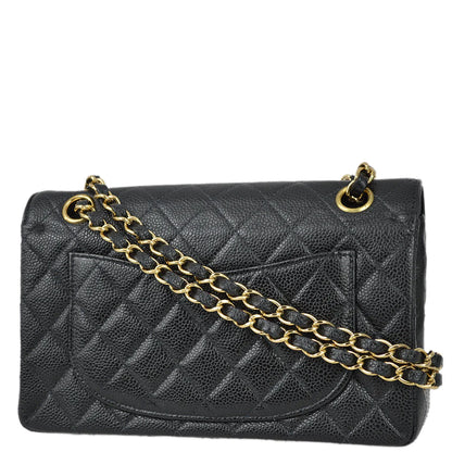 Chanel 2001-2003 Black Caviar Small Classic Double Flap Shoulder Bag